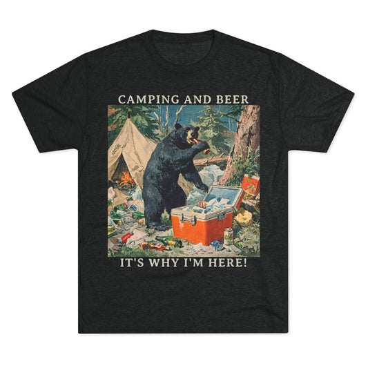 Camping and Beer - Bear Party Crash Tee