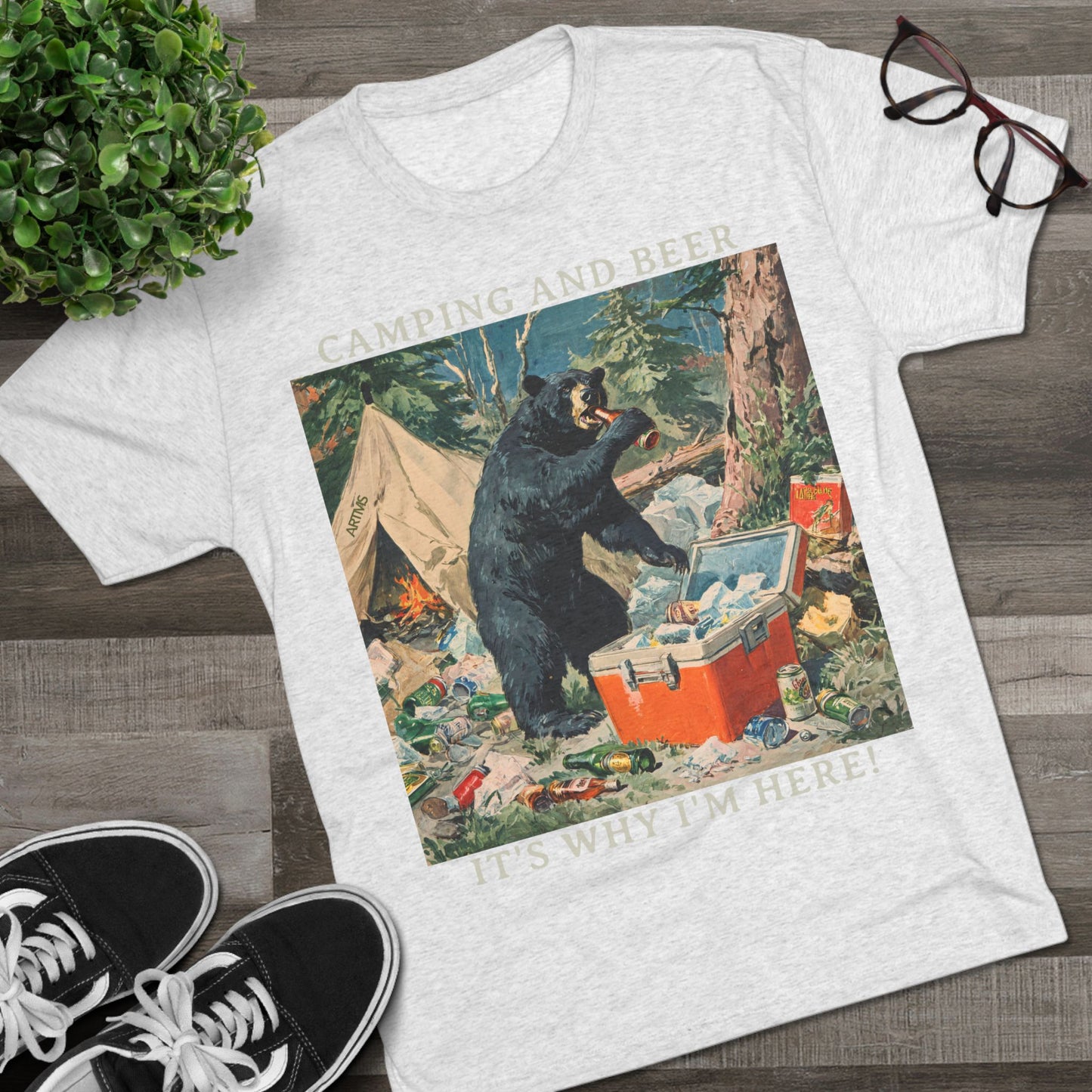 Camping and Beer - Bear Party Crash Tee