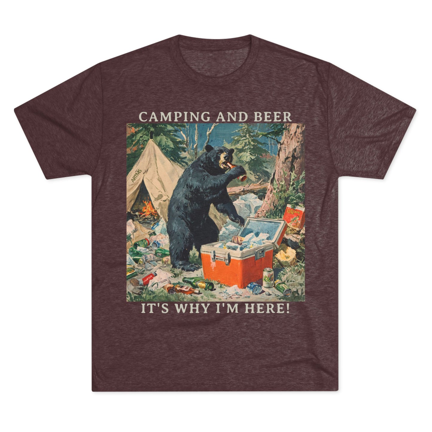 Camping and Beer - Bear Party Crash Tee